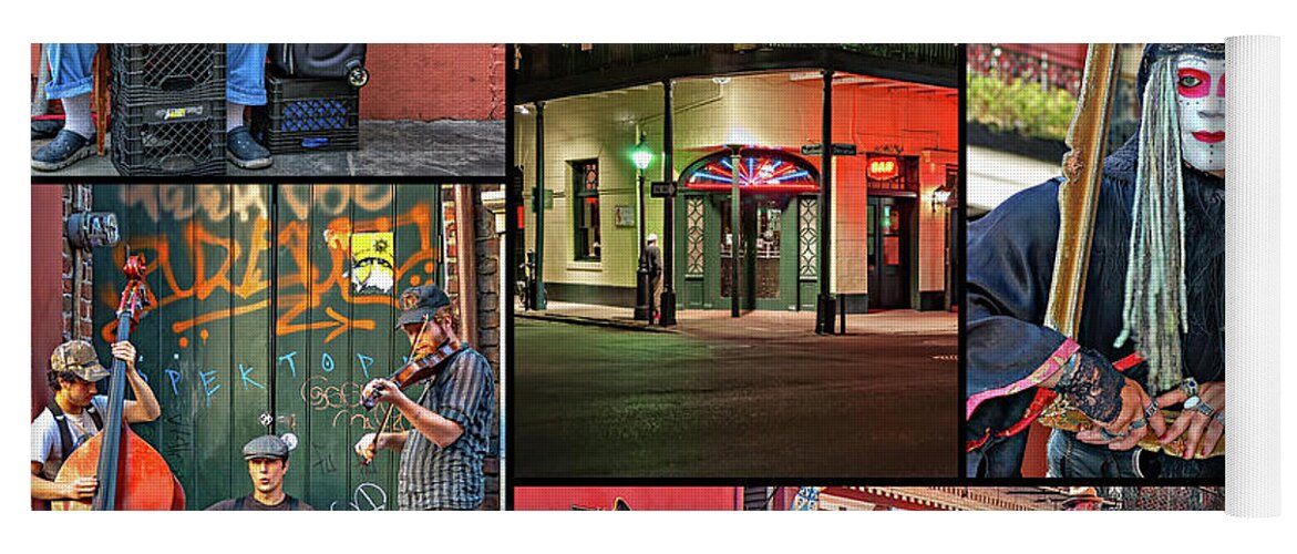 New Orleans Yoga Mat featuring the photograph New Orleans French Quarter Collage 2 by Steve Harrington
