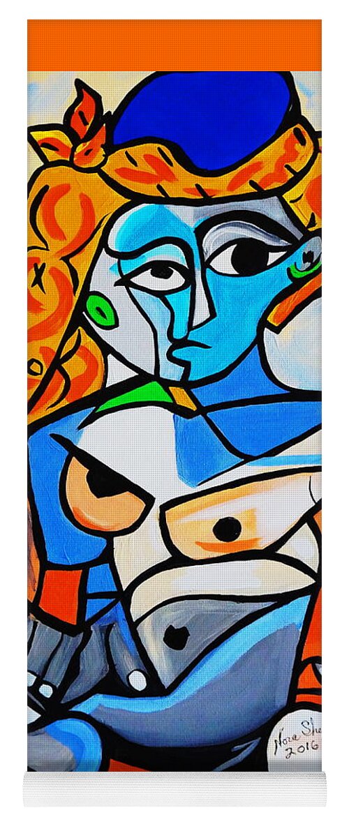 Picasso By Nora Yoga Mat featuring the painting New Picasso By Nora Nude Woman With Turkish Bonnet by Nora Shepley