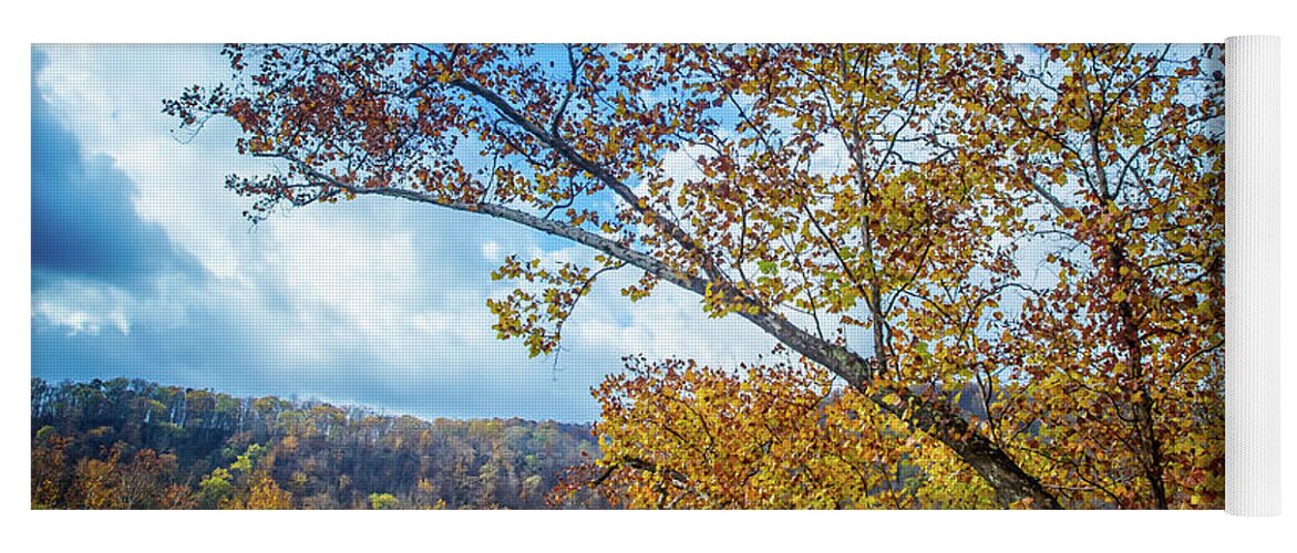 Landscape Yoga Mat featuring the photograph New River in Fall by Joe Shrader