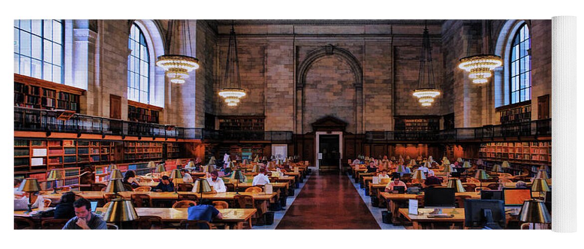 New York Yoga Mat featuring the painting New York City Public Library Rose Reading Room by Christopher Arndt