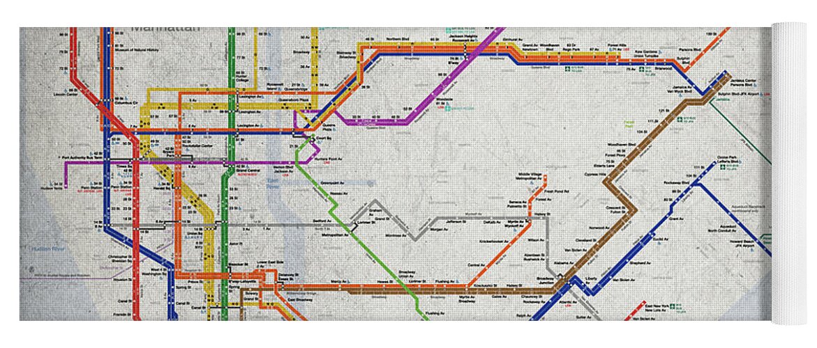 New York Yoga Mat featuring the painting New York City Subway Map by Christopher Arndt