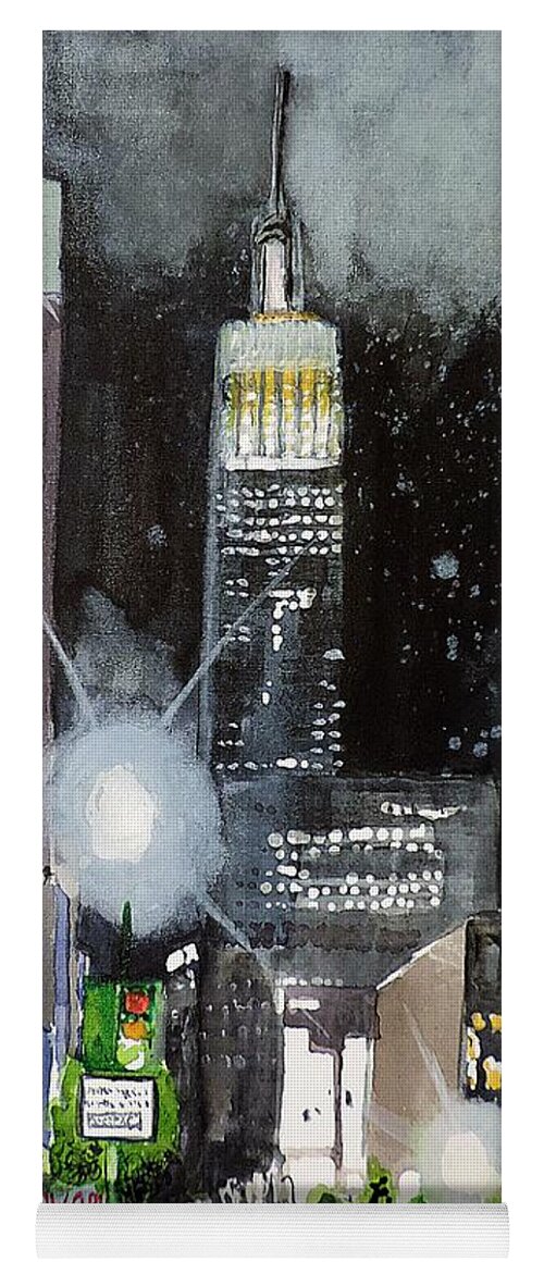 New York Yoga Mat featuring the painting New York Night by Tom Riggs