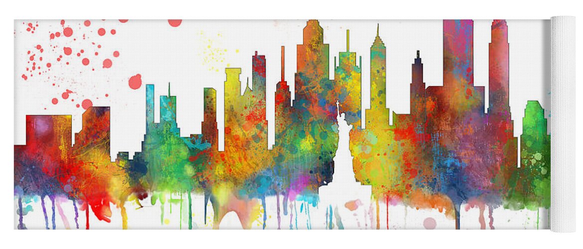 New York New York Skyline Yoga Mat featuring the digital art New York NY Skyline by Marlene Watson