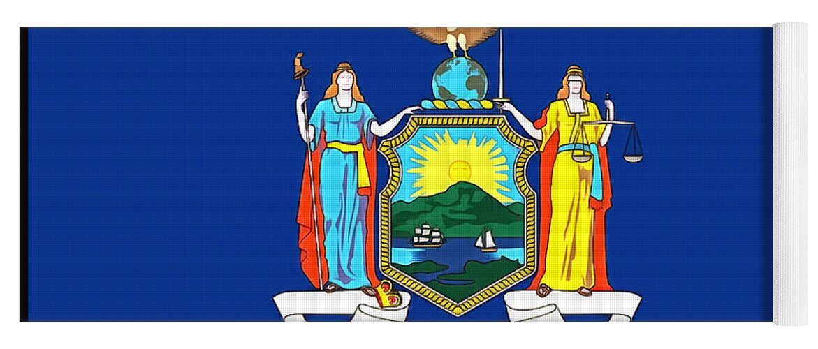 Floyd Snyder Yoga Mat featuring the painting New York State Flag by Floyd Snyder