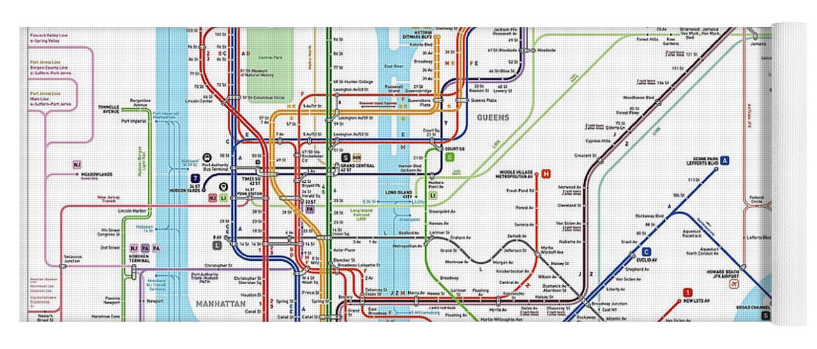 Subway Yoga Mat featuring the photograph New York Subway Map by Doc Braham