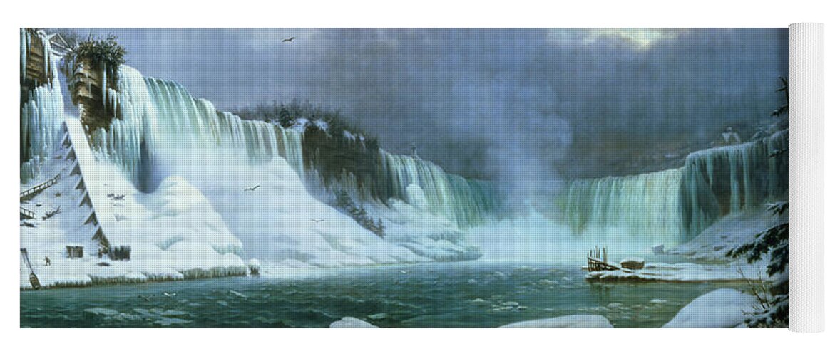 Niagara Falls By Hippolyte Victor Valentin Sebron Yoga Mat featuring the painting Niagara Falls by Hippolyte Victor Valentin Sebron