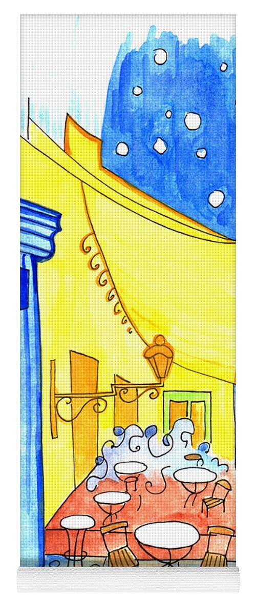 Art Yoga Mat featuring the painting Night Cafe Exterior by Anna Elkins