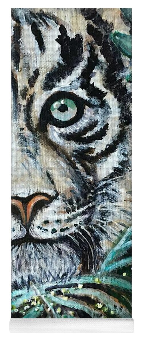 White Tiger Yoga Mat featuring the painting Night Exploration by Linda Markwardt