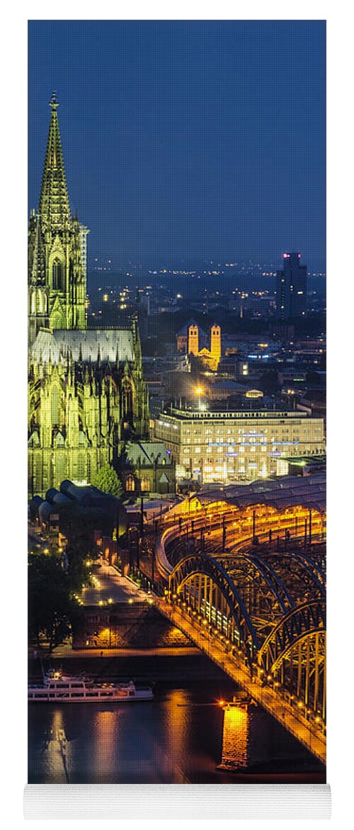Cologne Yoga Mat featuring the photograph Night Falls Upon Cologne 1 by Pablo Lopez