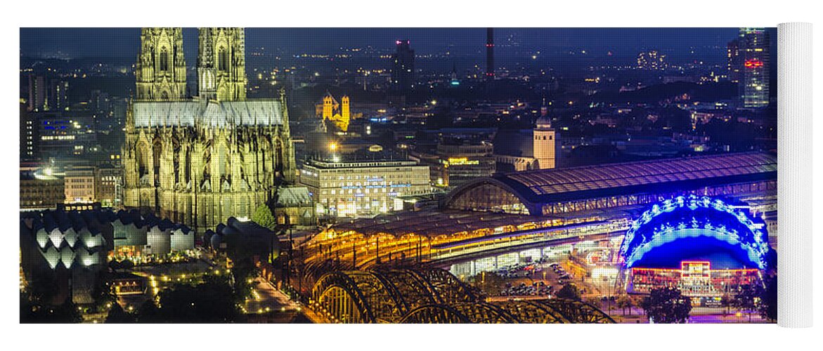 Cologne Yoga Mat featuring the photograph Night Falls Upon Cologne 2 by Pablo Lopez