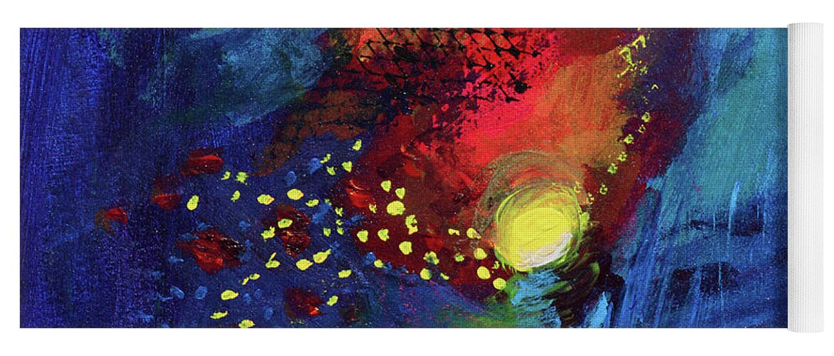 Bold Abstract Yoga Mat featuring the mixed media Night Moods by Donna Blackhall