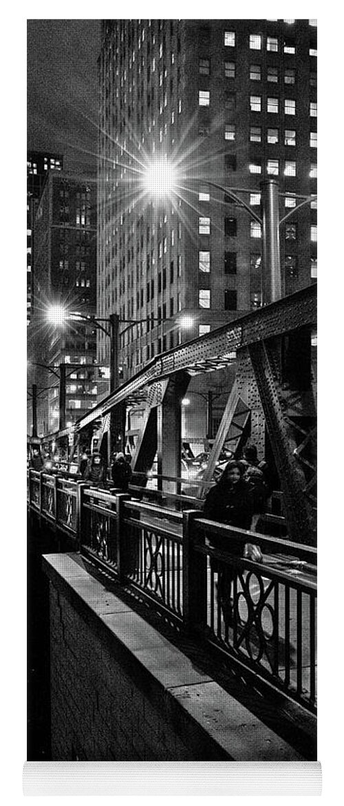 Chicago Yoga Mat featuring the photograph Night Stroll in Chicago by Linda Unger