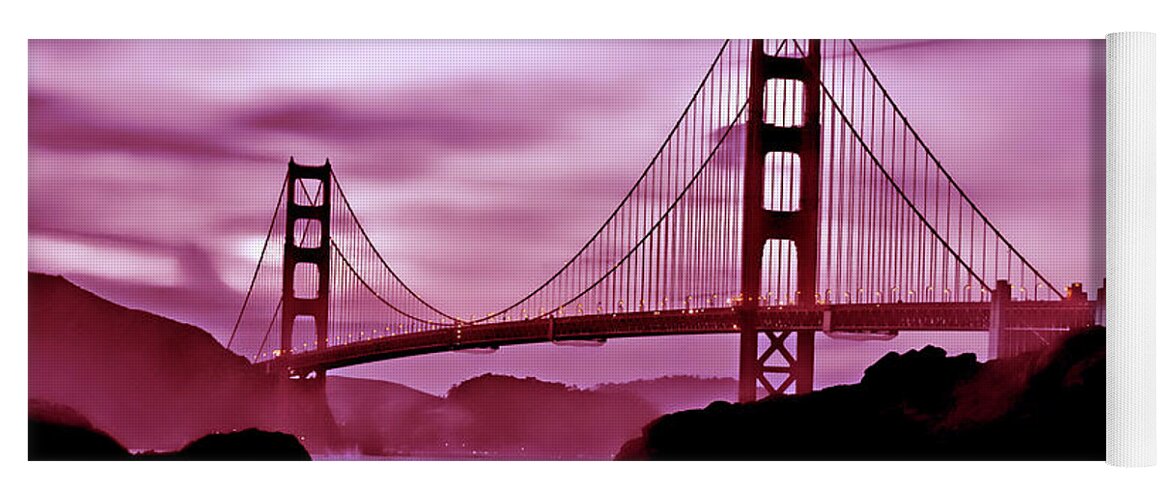 Golden Gate Bridge Yoga Mat featuring the photograph Nightfall at the Golden Gate by Mark Madere