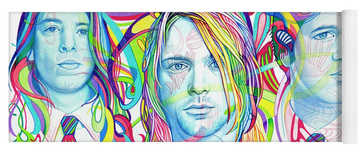 Nirvana Yoga Mat featuring the drawing Nirvana by Joshua Morton