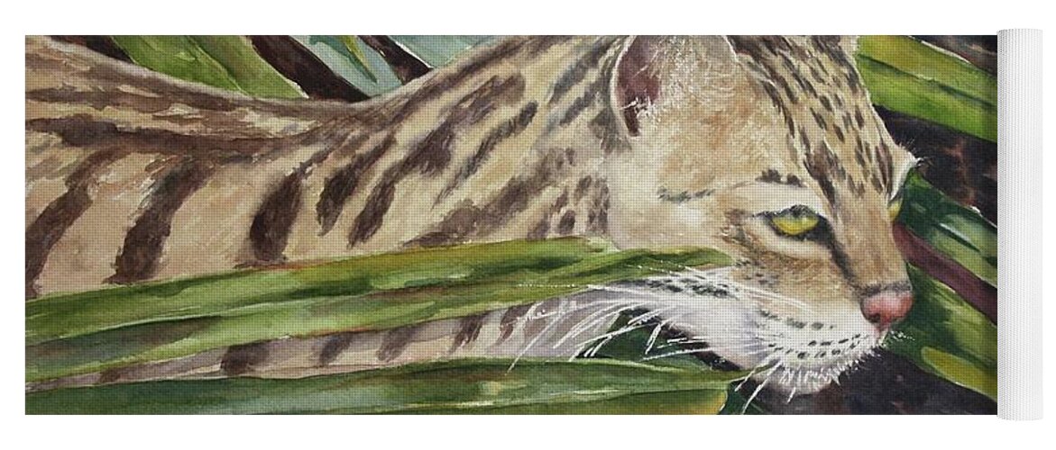 Narvana Yoga Mat featuring the painting Nirvana - Ocelot by Roxanne Tobaison