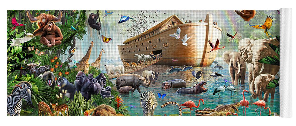 Adrian Chesterman Yoga Mat featuring the digital art Noah's Ark Variant 1 by MGL Meiklejohn Graphics Licensing