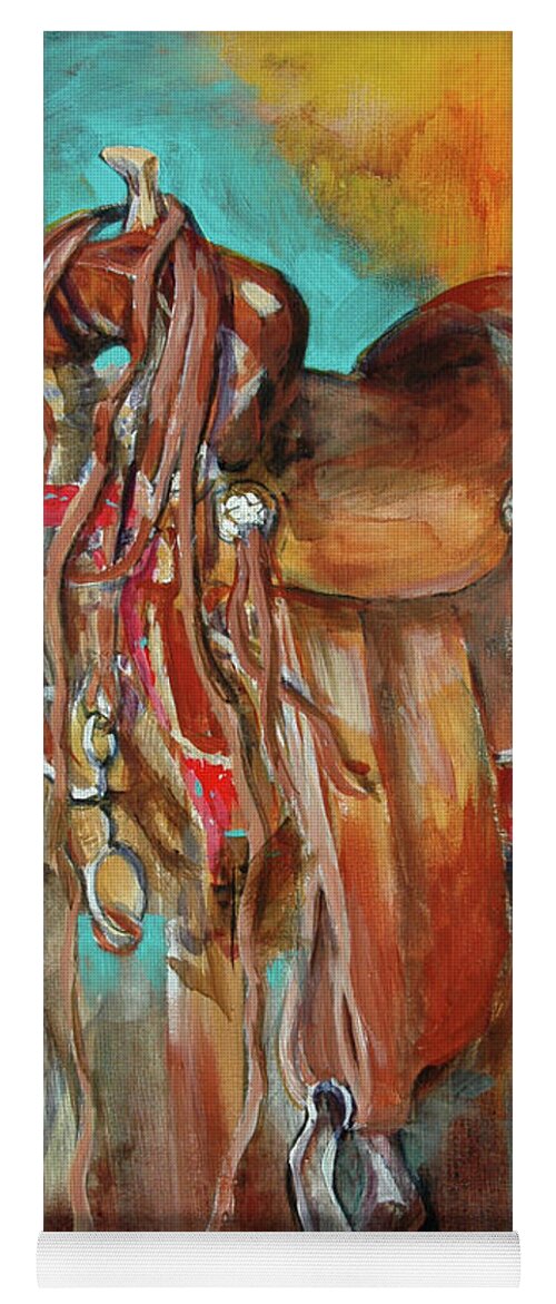 Southwest Yoga Mat featuring the painting Nocona Saddle by Cynthia Westbrook