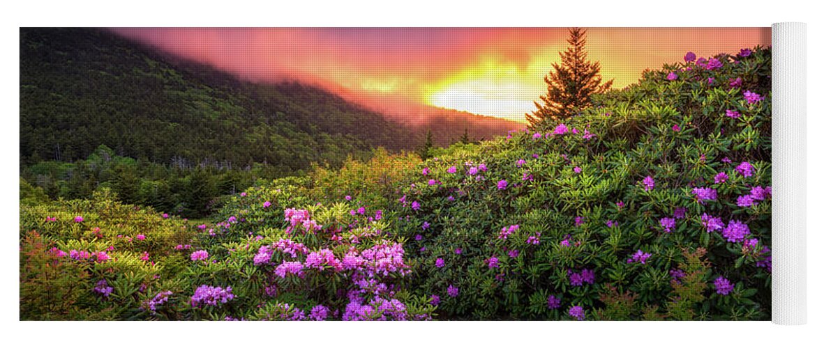 Mountains Yoga Mat featuring the photograph North Carolina Mountains Outdoors Landscape Appalachian Trail Spring Flowers Sunset by Dave Allen