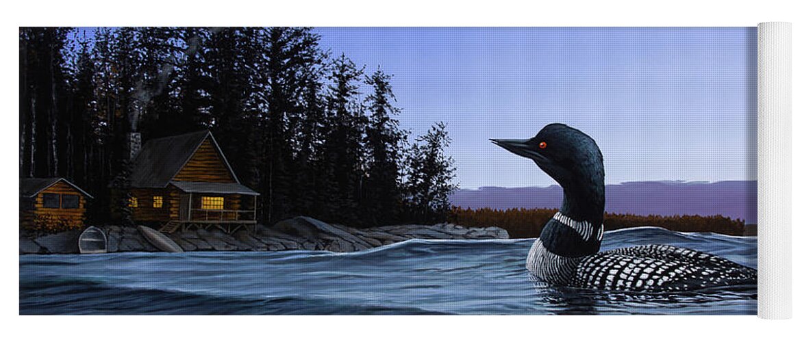 Loon Yoga Mat featuring the painting North Shore Lodge by Anthony J Padgett