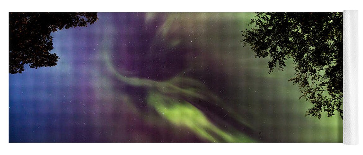 Astrophotography Yoga Mat featuring the photograph Northern Lights in the CIty Overhead 02 by Jakub Sisak