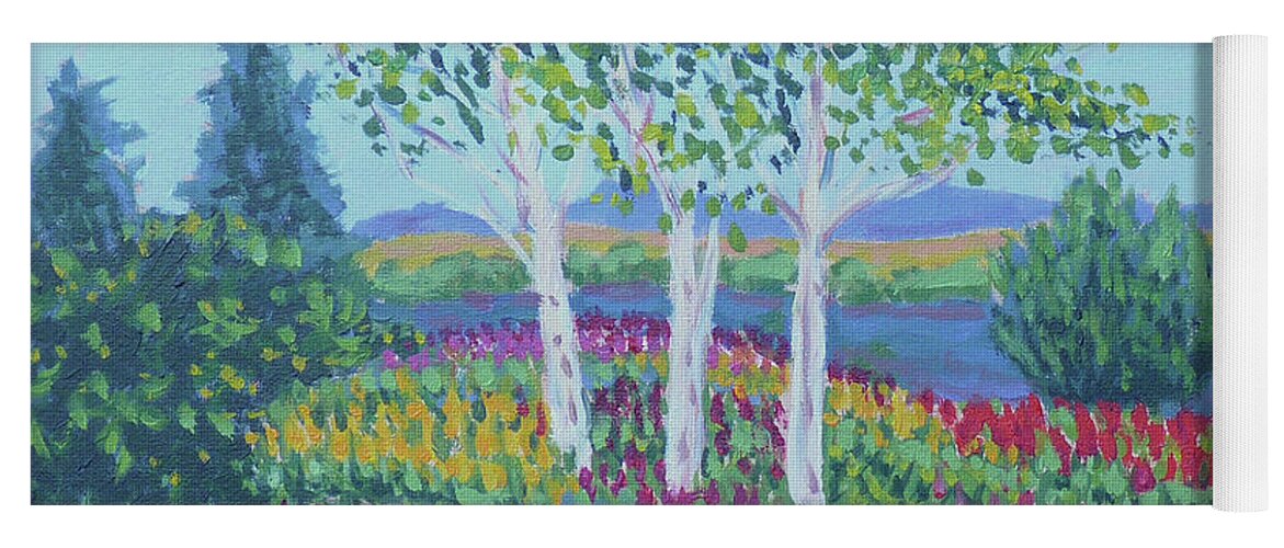 Landscape Yoga Mat featuring the painting Northwest Tulips by Stan Chraminski