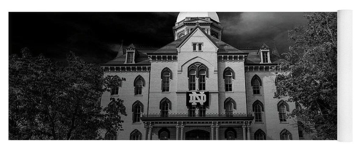 Notre Dame Yoga Mat featuring the photograph Notre Dame University Black White 3a by David Haskett II