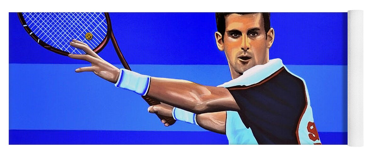 Novak Djokovic Yoga Mat featuring the painting Novak Djokovic by Paul Meijering