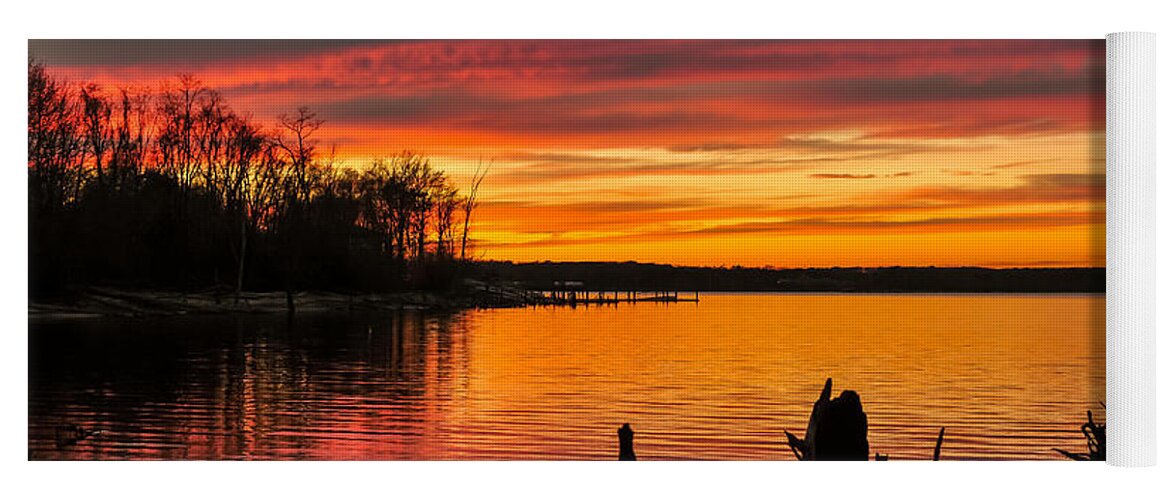Terry D Photography Yoga Mat featuring the photograph November Sunset Manasquan Reservoir NJ by Terry DeLuco