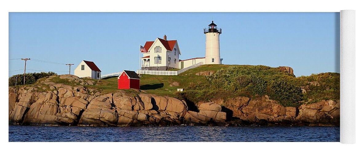Lighthouse Yoga Mat featuring the painting Nubble Light by Imagery-at- Work