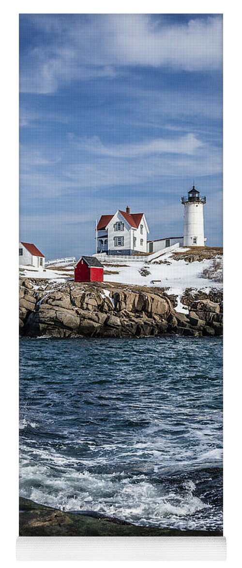 Lighthouse Yoga Mat featuring the photograph Nubble Lighthouse Winter by Gary Shepard