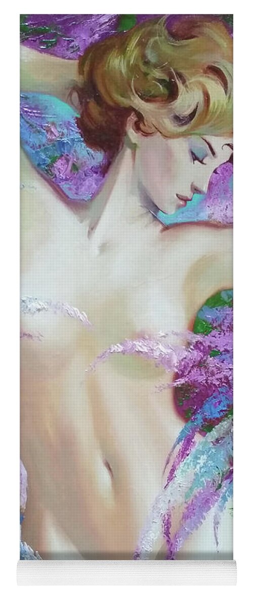 Ignatenko Yoga Mat featuring the painting Nude in lilac by Sergey Ignatenko