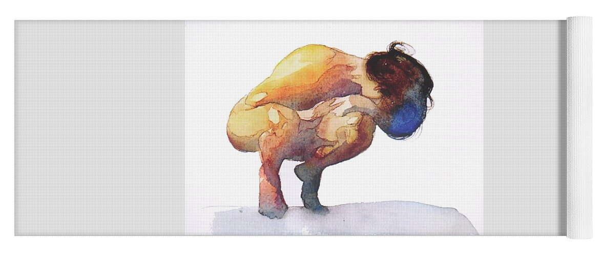 Nude Yoga Mat featuring the painting Nude Kneeling by Art Bilodeau