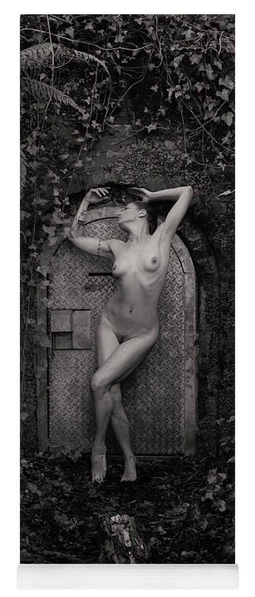 Nude Yoga Mat featuring the photograph Nude woman and doorway by Clayton Bastiani
