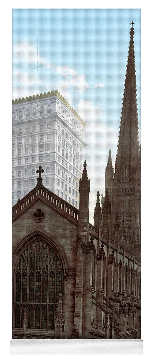 1901 Yoga Mat featuring the photograph Nyc, Trinity Church, 1901. by Granger