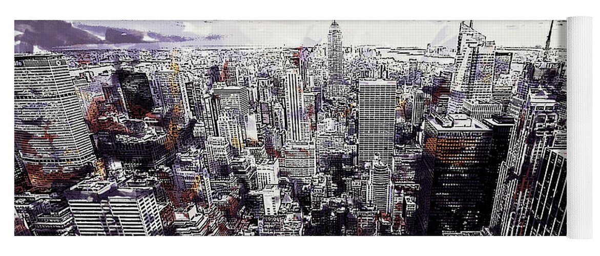 Nyc View From Rockefeller Center Yoga Mat featuring the painting NYC view from Rockefeller Center by Dean Wittle