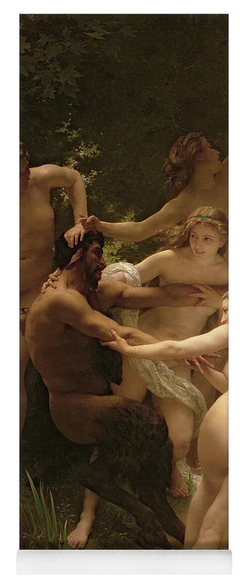 Nymphs And Satyr Yoga Mat featuring the painting Nymphs and Satyr by William Adolphe Bouguereau