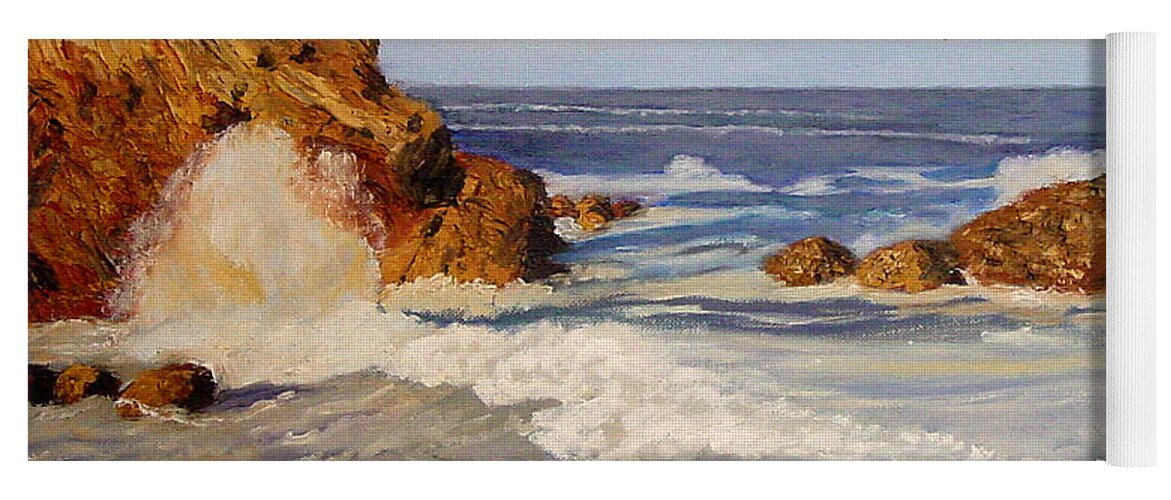 Seascape Yoga Mat featuring the painting Ocean Rock by Quwatha Valentine