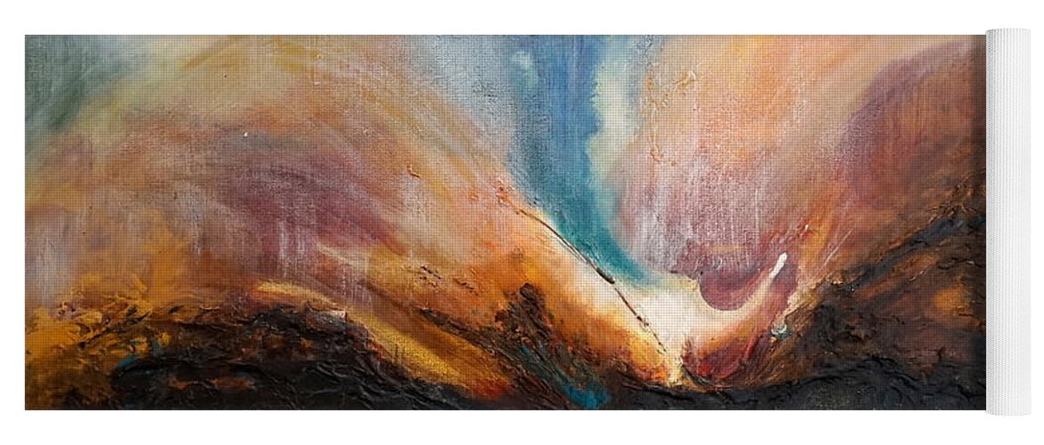 Abstract Yoga Mat featuring the painting Oceans Apart by Theresa Marie Johnson