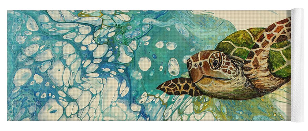 Honu Yoga Mat featuring the painting Ocean's Call by Darice Machel McGuire