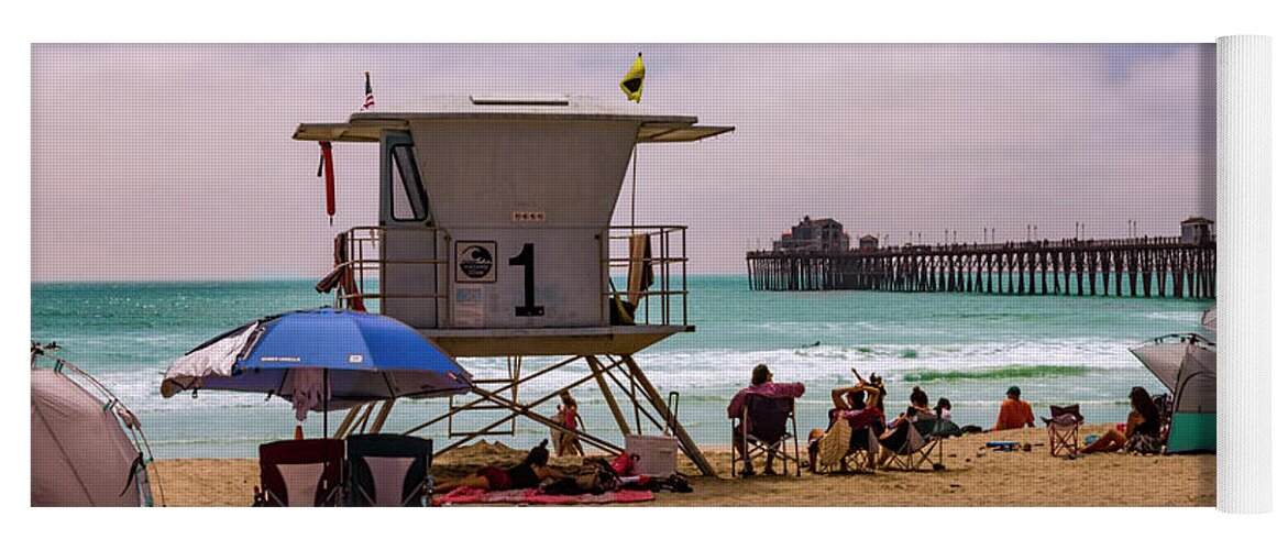 Oceanside Yoga Mat featuring the photograph Oceanside Lifeguard by Bryant Coffey