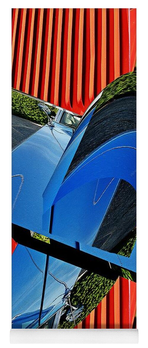 Cars Yoga Mat featuring the digital art Old car reflection and vent as art by Karl Rose
