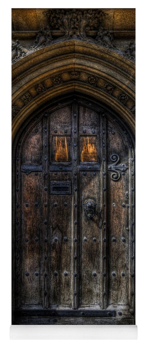 Yhun Suarez Yoga Mat featuring the photograph Old College Door - Oxford by Yhun Suarez