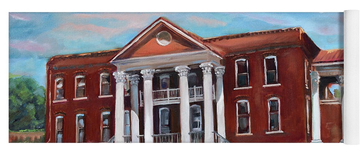 Courthouse Yoga Mat featuring the painting Old Courthouse in Ellijay GA - Gilmer County Courthouse by Jan Dappen