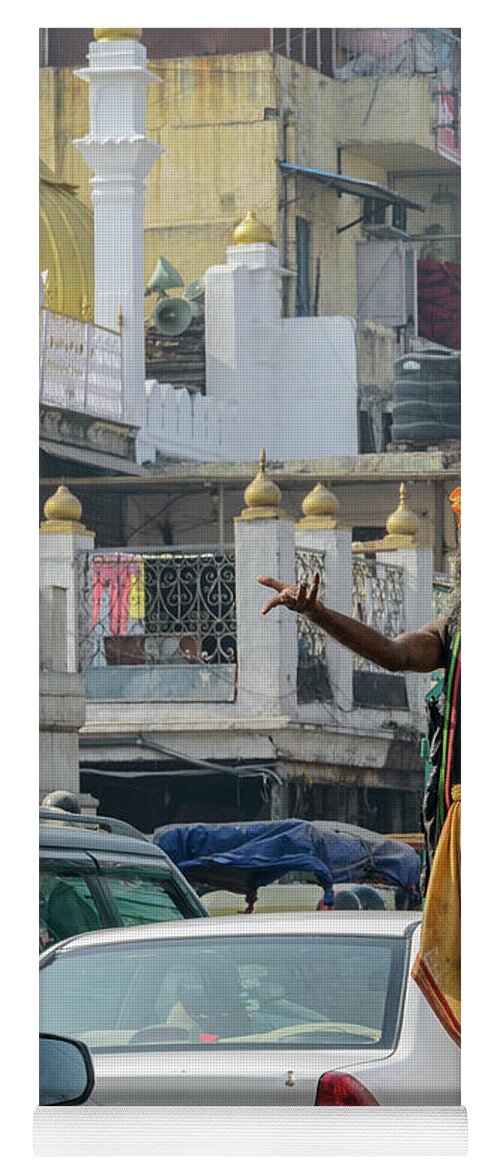 India Yoga Mat featuring the photograph Old Delhi from a Rickshaw 06 by Werner Padarin