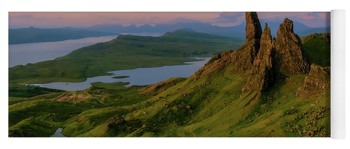 Skye Yoga Mat featuring the photograph Old Man of Storr by Rob Davies