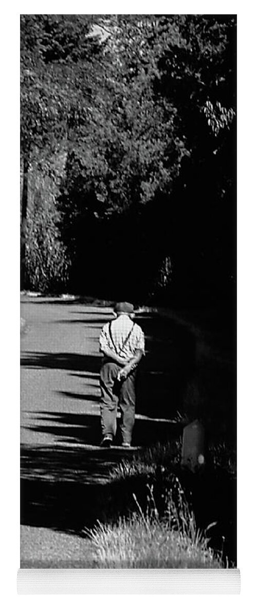 Art Yoga Mat featuring the photograph Old Man on a Walk by Frank DiMarco