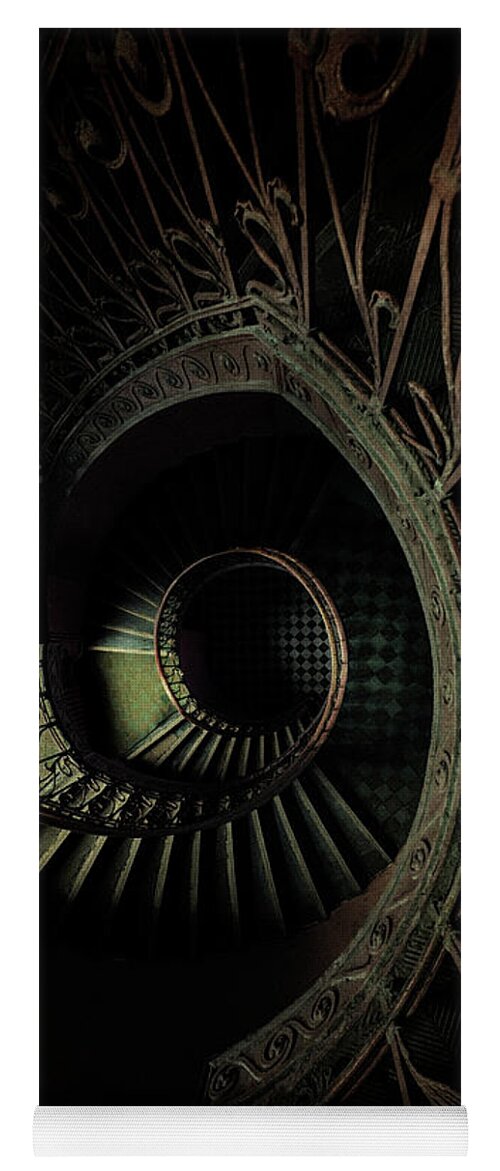 Staircase Yoga Mat featuring the photograph Old metal ornamented staircase by Jaroslaw Blaminsky