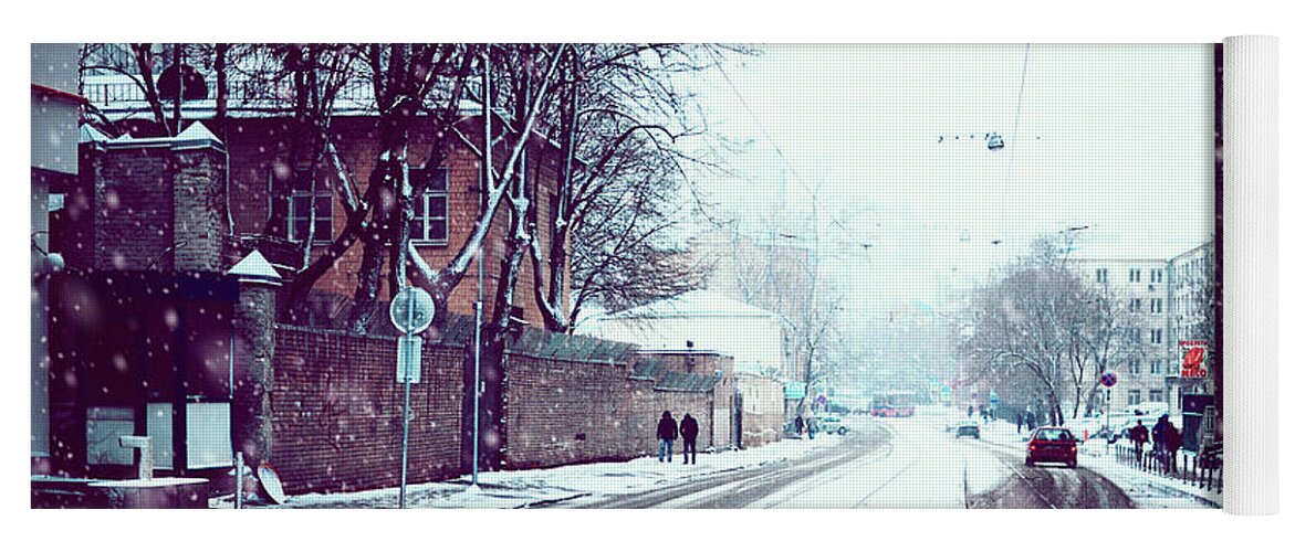 Jenny Rainbow Fine Art Photography Yoga Mat featuring the photograph Old Moscow Street. Snowy Days in Moscow by Jenny Rainbow