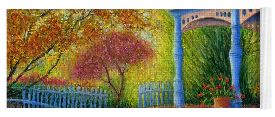 Landscape Yoga Mat featuring the painting Old Santa Fe House by June Hunt