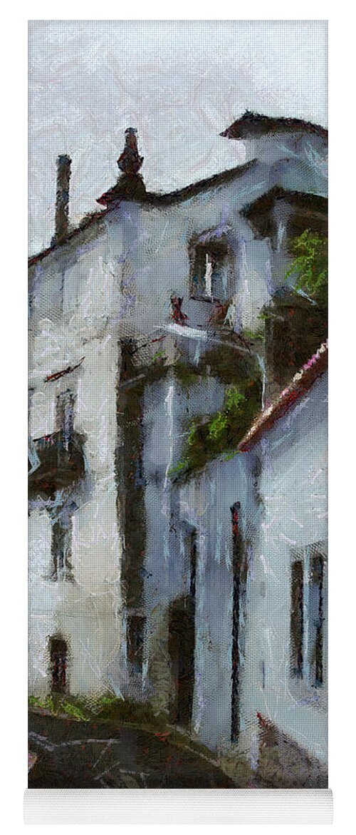 Painting Yoga Mat featuring the painting Old Town Street by Dimitar Hristov